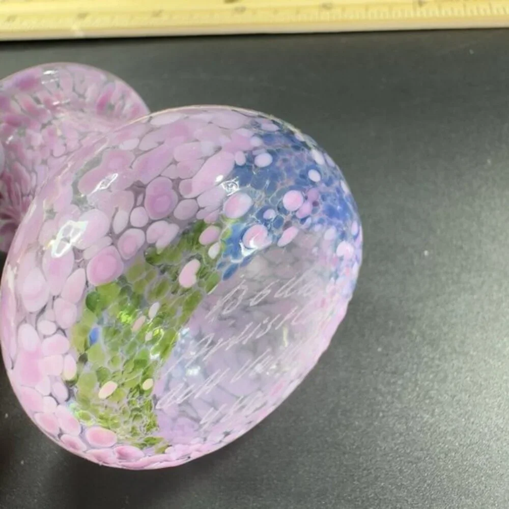 Kosta Boda Sweden‎ Hand Blown Small Mini Vase Vessel Multicolor Speckled Signed